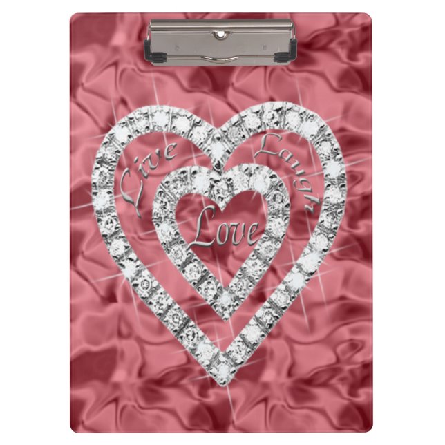Live-Lachen Liebe Roter Diamant Herzklammer Klemmbrett (Vorderseite)