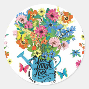 Live, lachen Liebe Runder Aufkleber