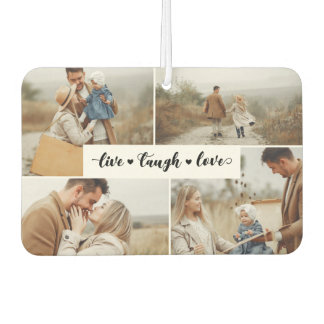Live-Lachen Liebe Weißes Schwarzes Foto Collage Autolufterfrischer