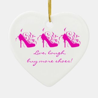 Live, lachen, mehr Schuhe kaufen Herzdekoration Keramikornament