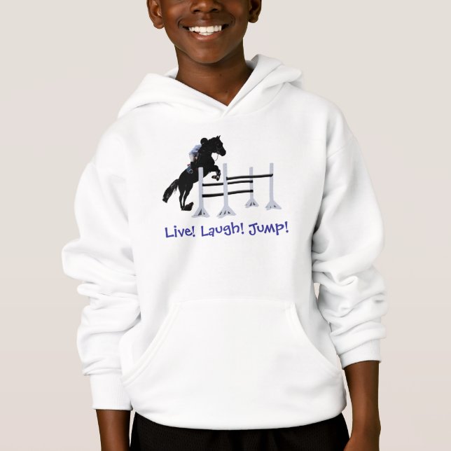 Live! Lachen! Sprung! Pferdepullover Hoodie (Vorderseite)