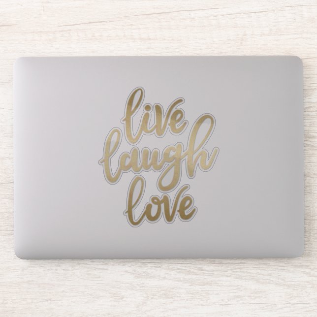 Live-Lachs-Liebe-Imitate Gold-Buchstaben-Aufkleber Aufkleber (Computer)