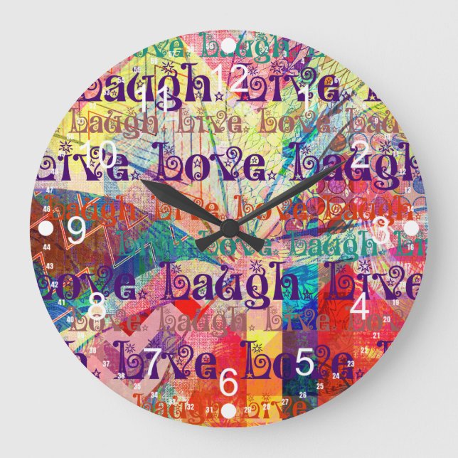 Live Lagh Liebe Abstrakt Texturierte Karierte Must Große Wanduhr (Vorderseite)
