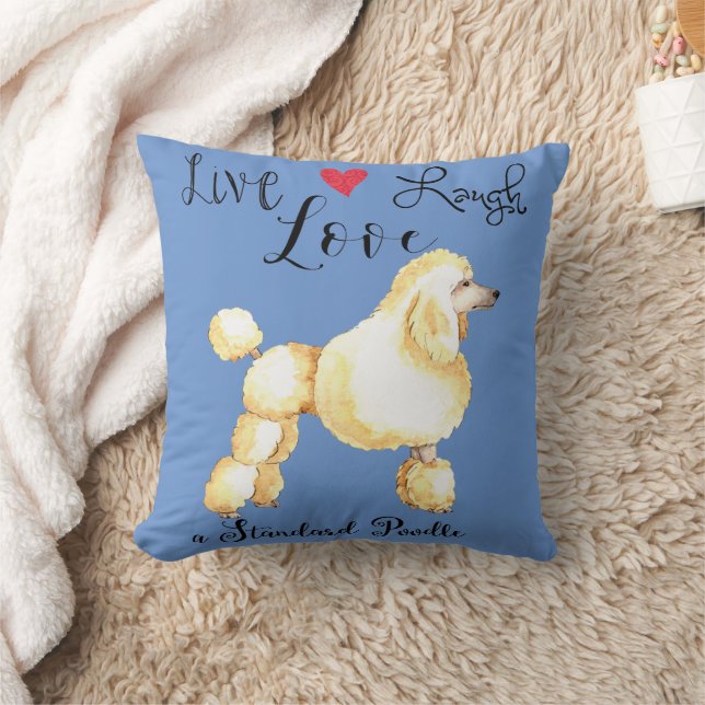Live Lagh Liebe ein Standard Poodle Throw Kissen (Decke)