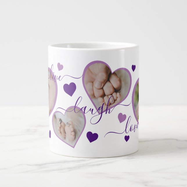 Live Lagh Liebe Foto Herz Lila Jumbo-Tasse (Vorderseite)
