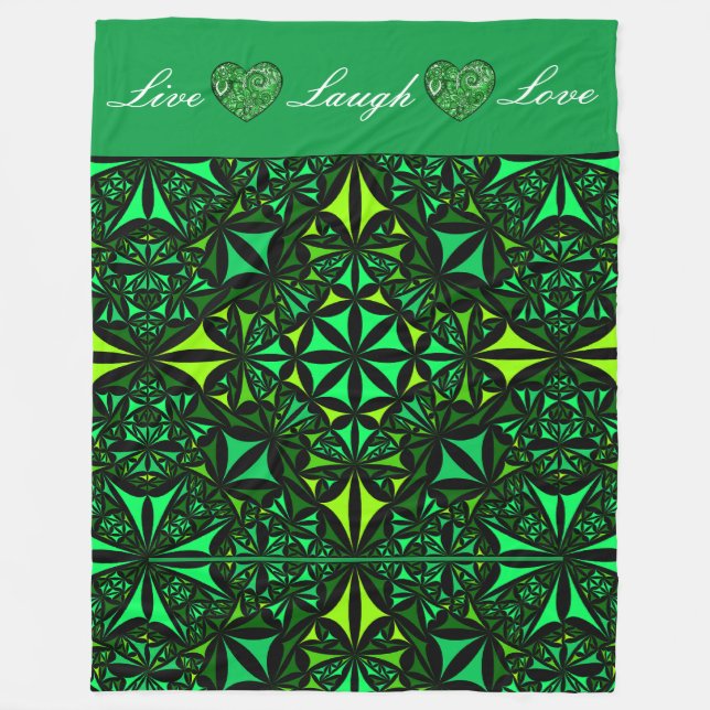 Live Lagh Liebe Green Fraktal Fleece Blanket (Vorderseite)