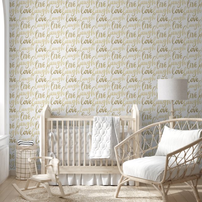 Live-Lagh Liebe Imitate Gold Lettern Muster Tapete (Kinder)