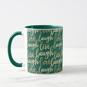 Live-Lagh Liebe Imitate Gold Letters Hunter Green Tasse