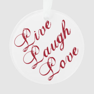 "Live-Lagh-Liebe" Ornament mit rotem Hintergrund
