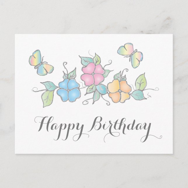Live Laugh | Butterfly Floral Watercolor Postkarte (Vorderseite)