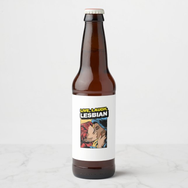 Live Laugh Lesbian Bierflaschenetikett (Vorderseite)