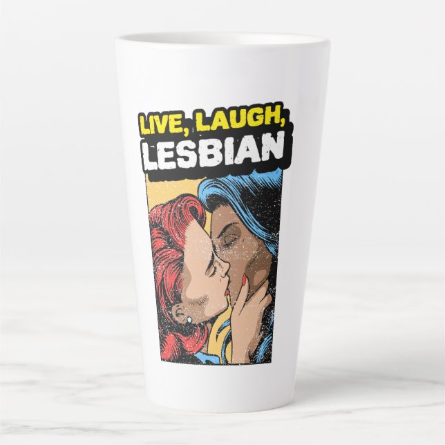 Live Laugh Lesbian Milchtasse (Vorderseite)