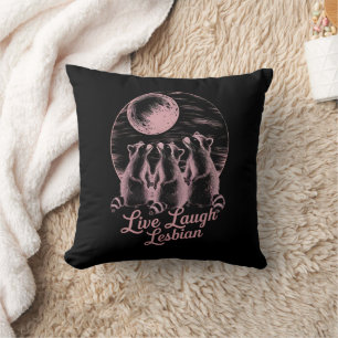 Live Laugh Lesbische Waschbär Lesbische LGBTQ Stol Kissen