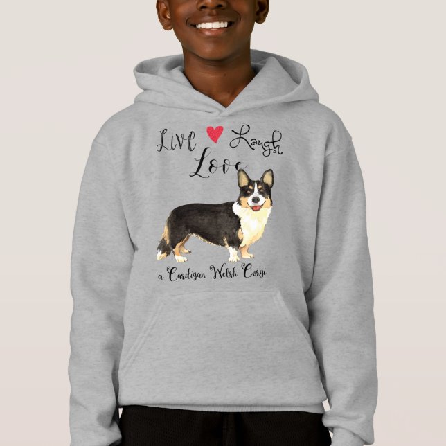 Live Laugh Liebe a Cardigan Welsh Corgi Hoodie (Vorderseite)