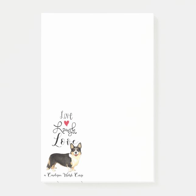 Live Laugh Liebe a Cardigan Welsh Corgi Post-it Klebezettel (Vorderseite)