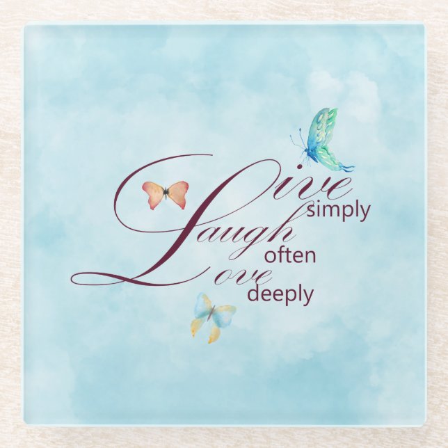Live-Laugh Liebe     ButterfliesCoaster Glasuntersetzer (Vorderseite)