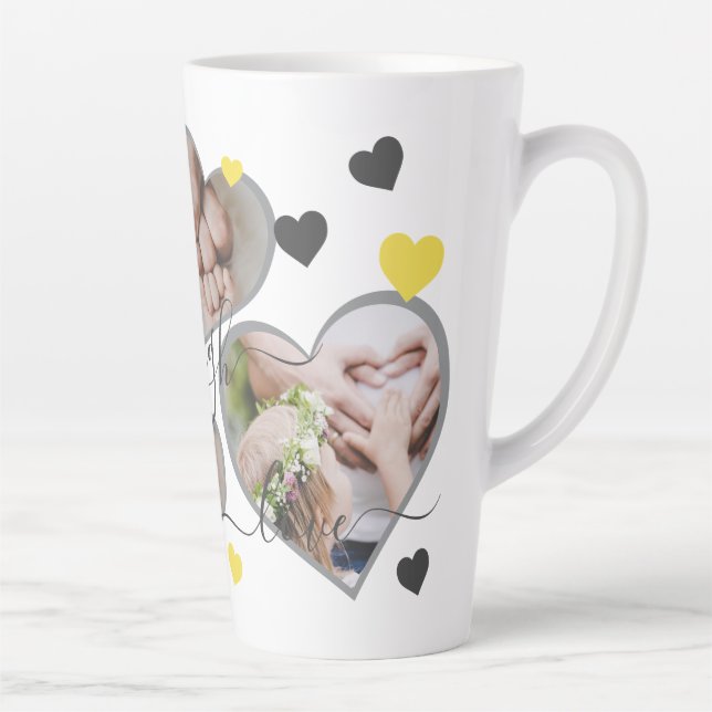 Live-Laugh-Liebe-Foto Herz Latte-Tasse Milchtasse (Rechts)