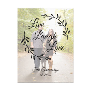 Live-Laugh-Liebe Foto und Familienname Leinwanddruck