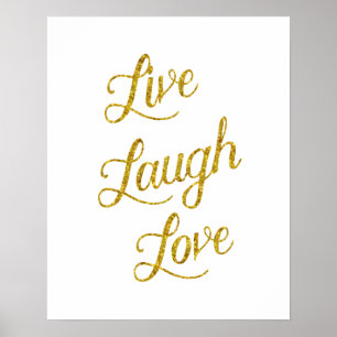 Live-Laugh Liebe Gold Imitate Glitzer Metallic Seq Poster