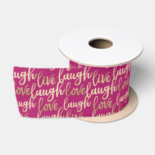 Live-Laugh Liebe Imitate Gold Lettern Magenta Satinband