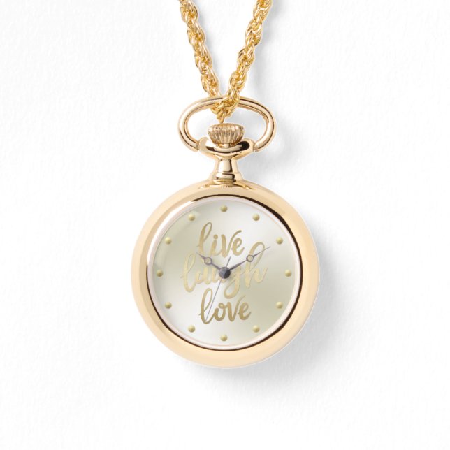Live-Laugh Liebe Imitate Gold Letters Armbanduhr (Vorderseite)