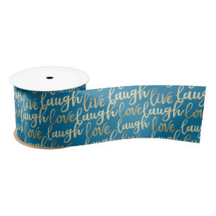 Live-Laugh Liebe Imitate Gold Letters Blue Satinband