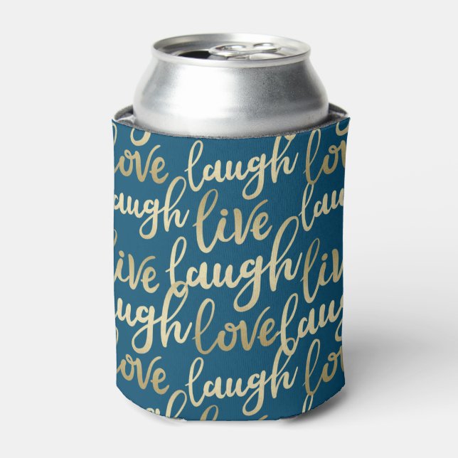 Live-Laugh Liebe Imitate Gold Letters Ocean Blue Dosenkühler (Kanne Vorderseite)