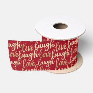 Live-Laugh Liebe Imitate Gold Letters Red Satinband
