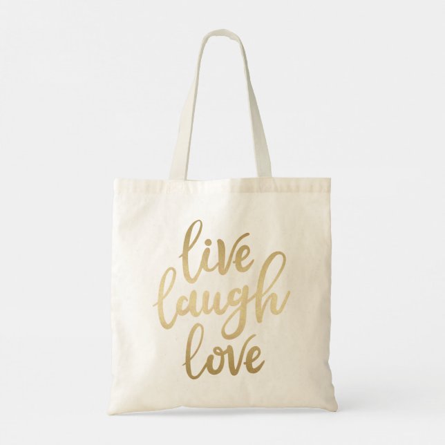 Live-Laugh Liebe Imitate Gold Letters Tragetasche (Rückseite)