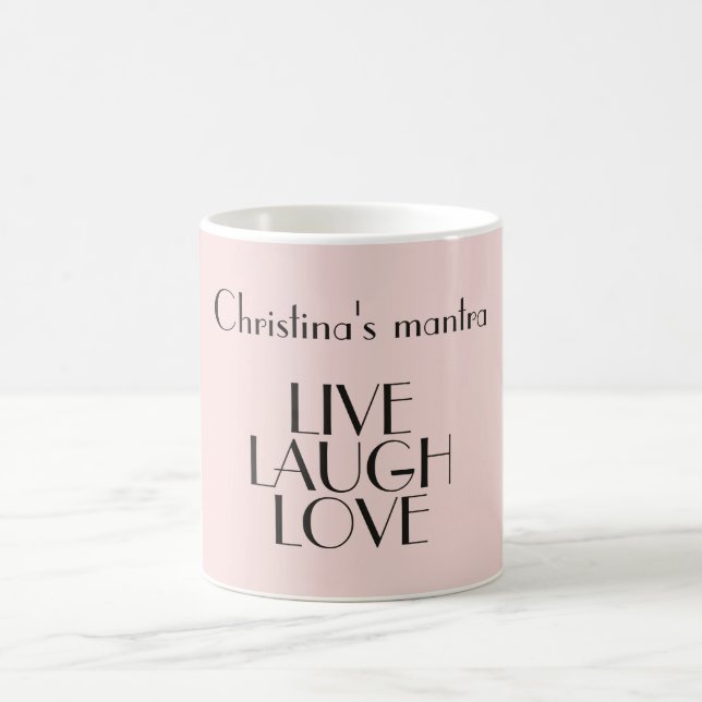 LIVE LAUGH LIEBE Inspiration Zitat Pink Minimal Kaffeetasse (Mittel)