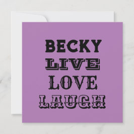 LIVE LAUGH LIEBE NAME LILA MODERNE KARTE