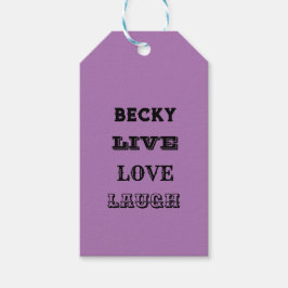 LIVE LAUGH LIEBE NAME LILA MODERNE KARTE GESCHENKANHÄNGER