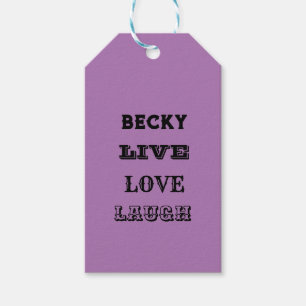 LIVE LAUGH LIEBE NAME LILA MODERNE KARTE GESCHENKANHÄNGER