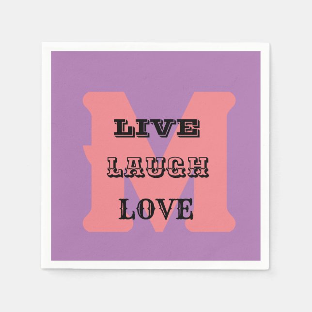 LIVE LAUGH LIEBE NAME LILA MODERNES PAPIER SERVIETTE (Vorderseite)