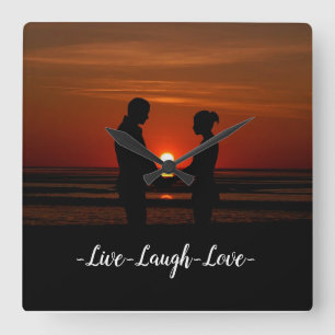 Live-Laugh-Liebe Quadratische Wanduhr