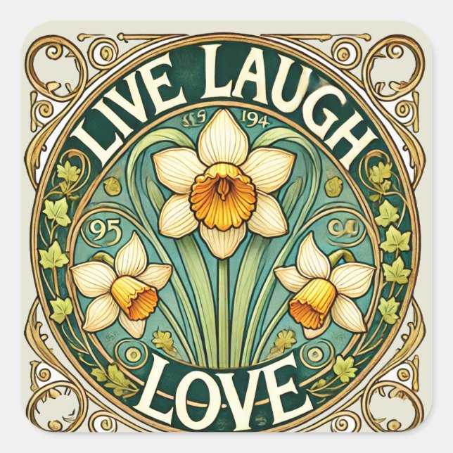 Live-Laugh-Liebe Quadratischer Aufkleber (Vorderseite)