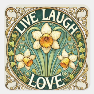 Live-Laugh-Liebe Quadratischer Aufkleber