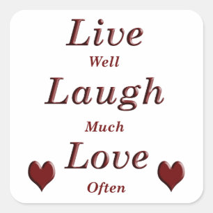 Live-Laugh-Liebe Quadratischer Aufkleber