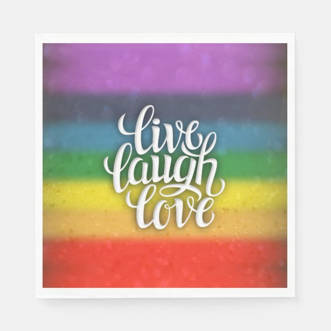 Live Laugh Liebe Rainbow Napkins Serviette (Vorderseite)