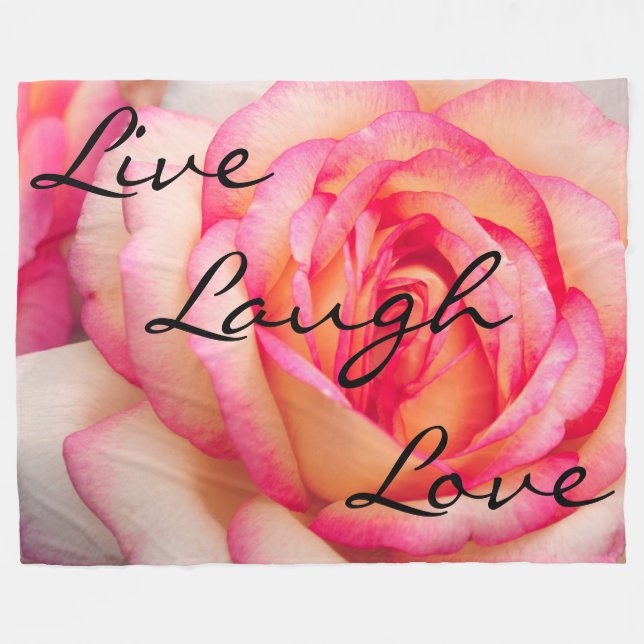 Live-Laugh-Liebe-Rose Fleecedecke (Vorderseite (Horizontal))