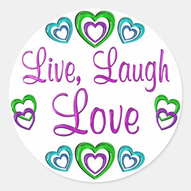 Live-Laugh-Liebe Runder Aufkleber (Vorderseite)