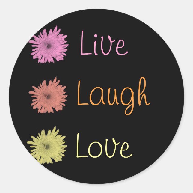 Live-Laugh-Liebe Runder Aufkleber (Vorderseite)
