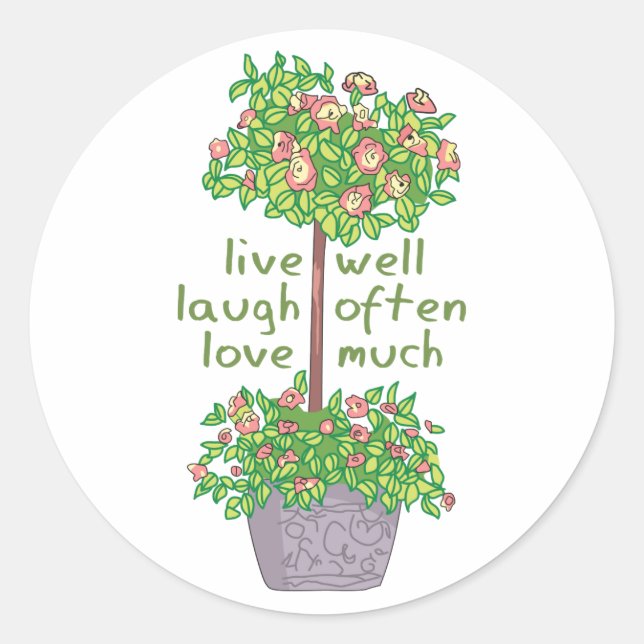 Live-Laugh-Liebe Runder Aufkleber (Vorderseite)