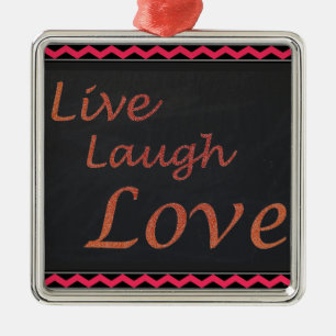 Live-Laugh-Liebe Silbernes Ornament