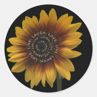 Live-Laugh Liebe Sonnenblumendesign Runder Aufkleber