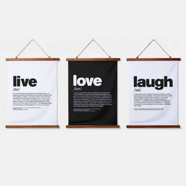Live-Laugh-Liebe Wandteppich Mit Holzrahmen (Dreifach)