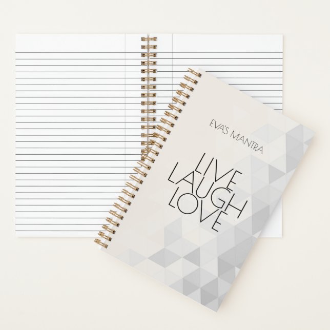 LIVE LAUGH LIEBE Zitat Grau Tan Custom Modern Notizbuch (Innen)