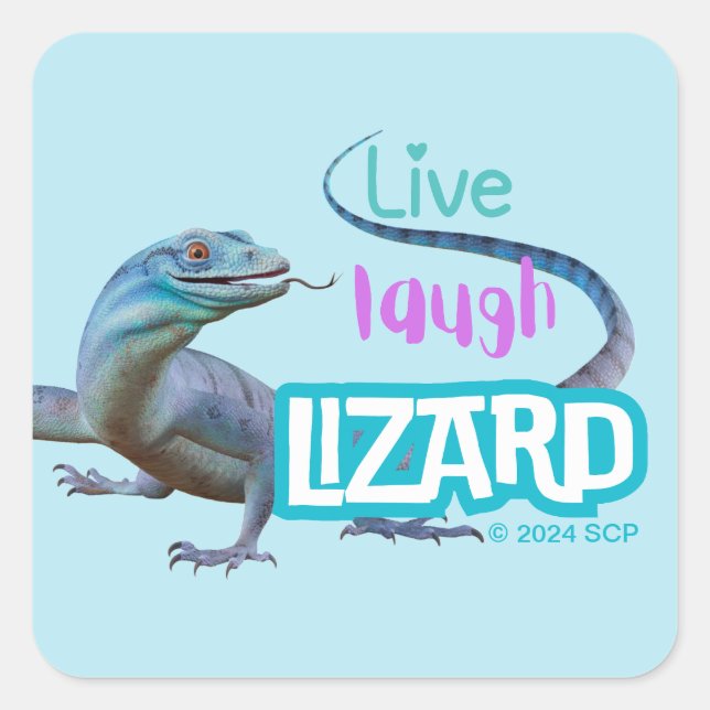 Live Laugh Lizard Quadratischer Aufkleber (Vorderseite)