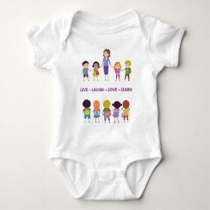 Live Laugh Love Learn Schule Lehrer Baby Shower Strampler