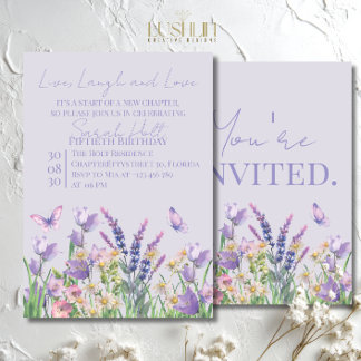 Live, Laugh & Love Watercolor Flower Birthday Einladung